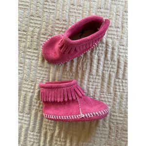 Infant 3 Minnetonka Hot Pink Back Flap Bootie